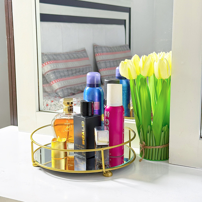 Classy Golden Vanity Display with Mirror by Hamzastore.pk