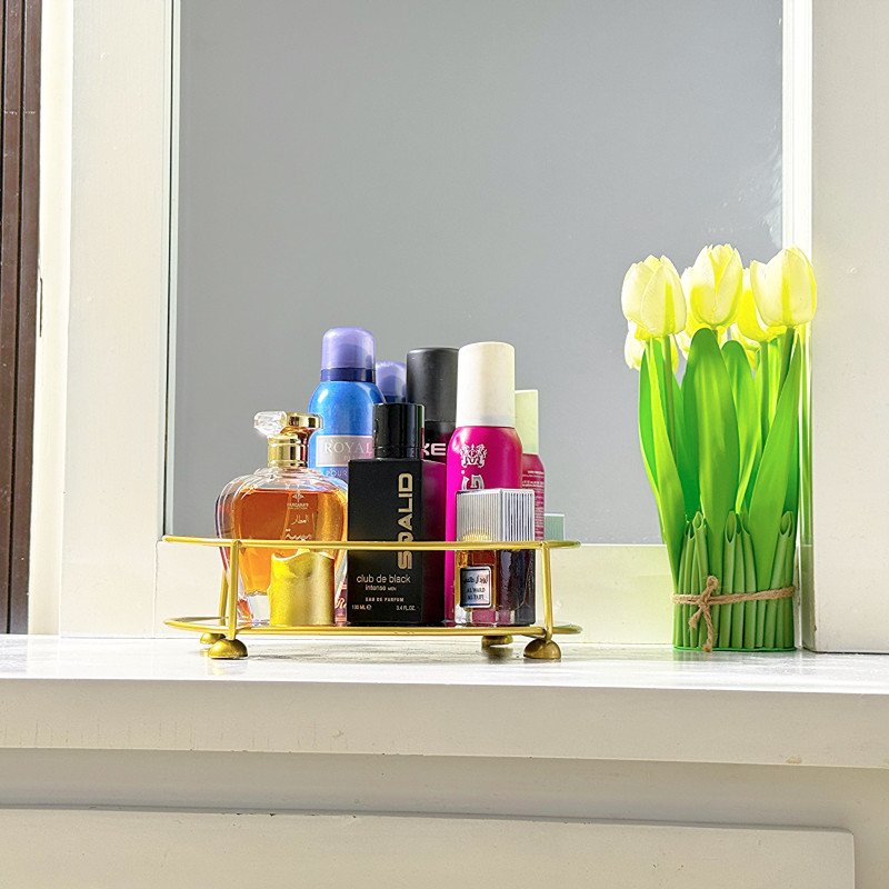 Classy Golden Vanity Display with Mirror by Hamzastore.pk