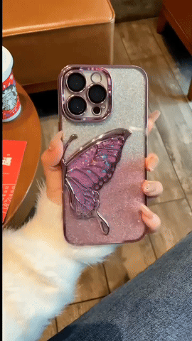 Premium Butterfly Glitter Case With Glitter Lens For Camera Protection