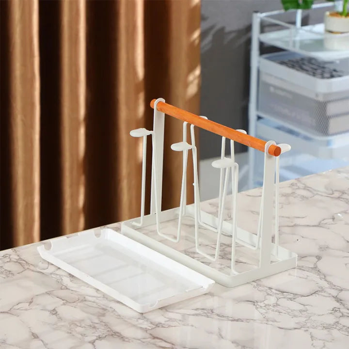 Premium Glass Stand with Wooden Handle without Tray by Metallics Home