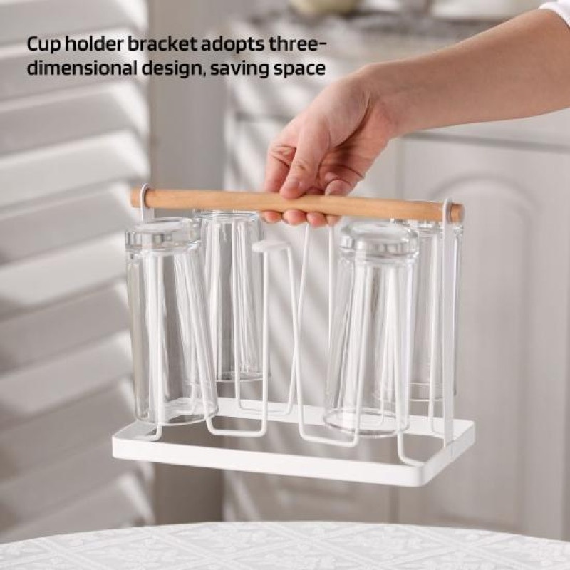 Premium Glass Stand with Wooden Handle without Tray by Metallics Home