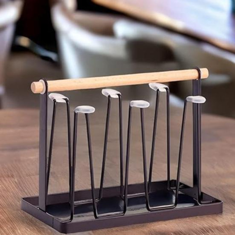 Premium Glass Stand with Wooden Handle without Tray by Metallics Home