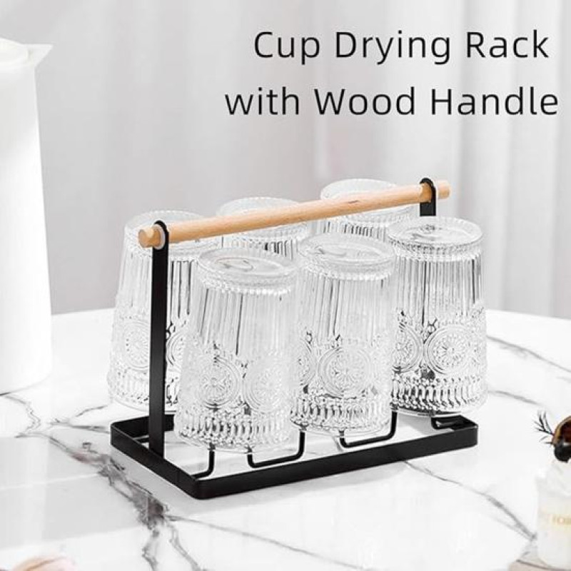 Premium Glass Stand with Wooden Handle without Tray by Metallics Home