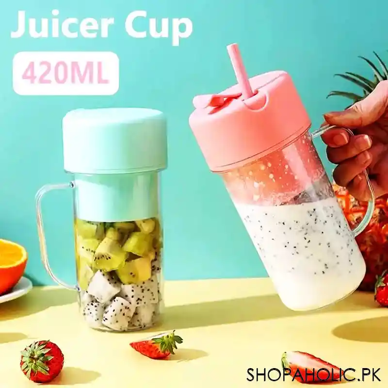 Rechargeable Mini Portable Juicer Cup with Straw for Home, Travel, Outdoor