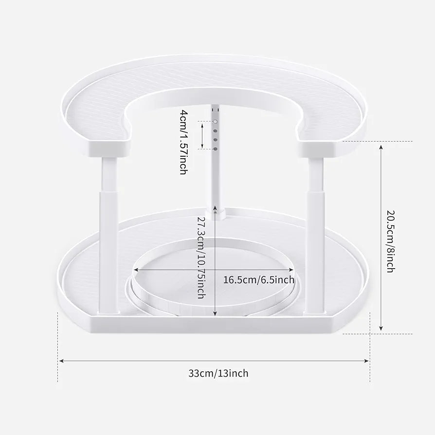 2 Tier Adjustable Rotating Spice Rack Countertop Organizer