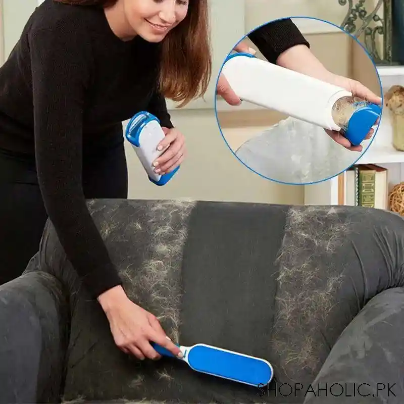 (Set of 2) Reusable Pet Double-sided Lint Remover with Self-cleaning Base Travel Remove Fur Brush