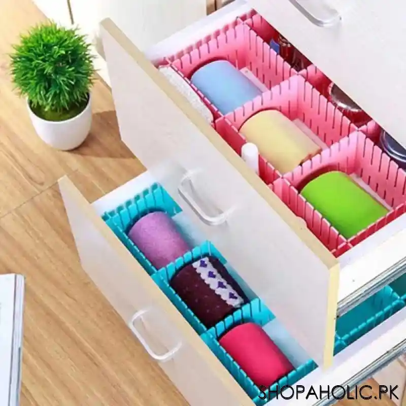 (Set of 4) Plastic Adjustable Drawer Small Storage Organizer (Size: 24.8 x 7 cm)