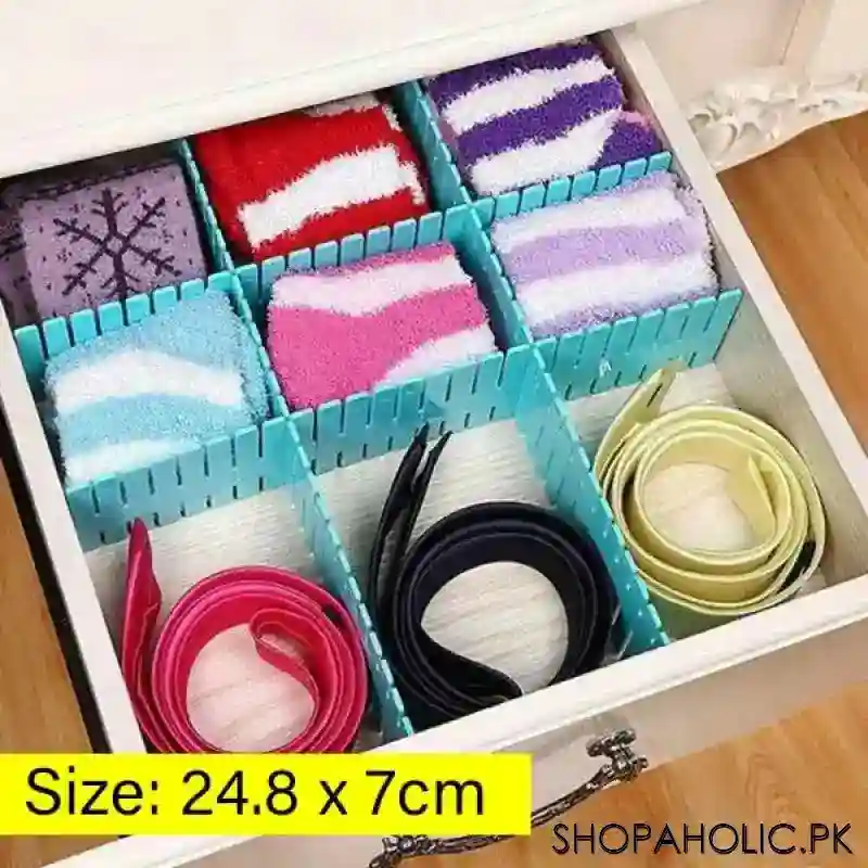 (Set of 4) Plastic Adjustable Drawer Small Storage Organizer (Size: 24.8 x 7 cm)