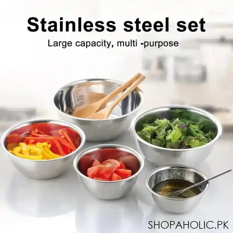 Set Of 5 Metal Mixing Bowls