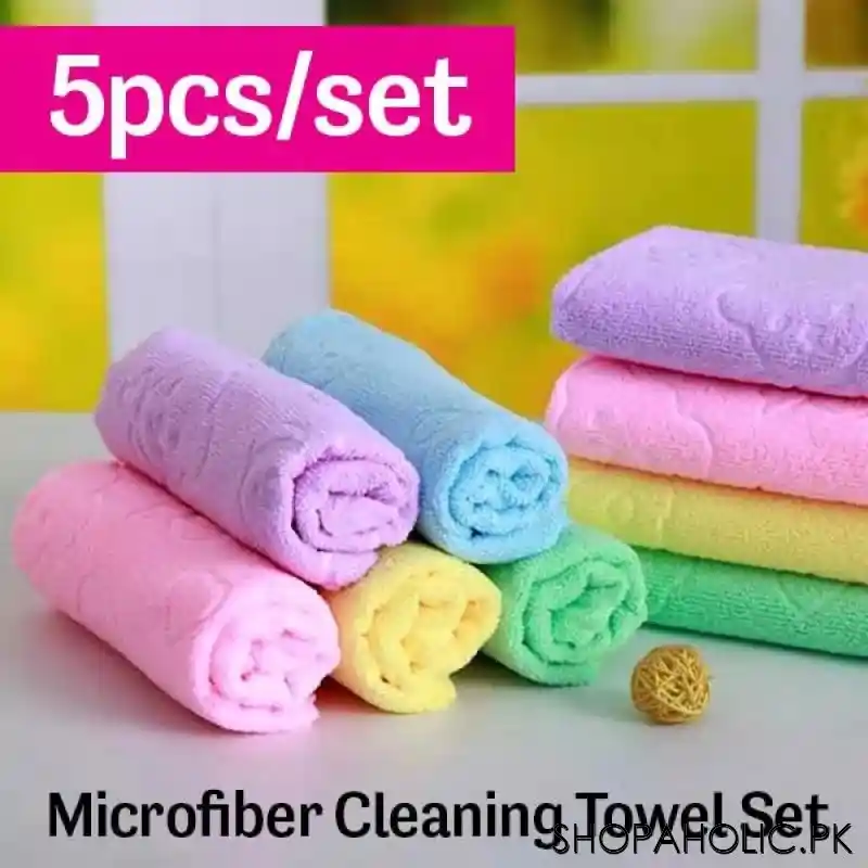 (Set of 5) Microfiber Cleaning Towel Set - Small