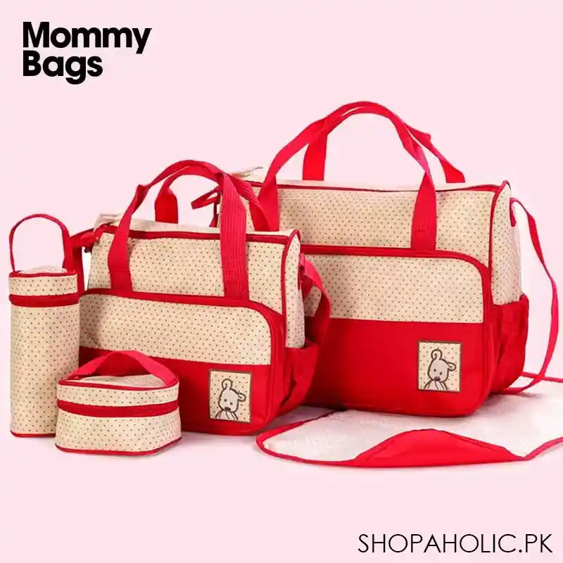 Set of 5 Mommy Bags (Big Bag, Medium Bag, Thermos Bag, Food Separate Bag, Thick Urine Pad)