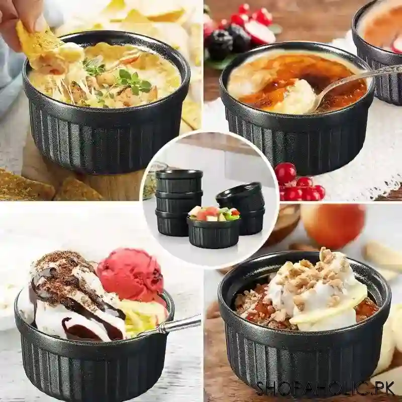 (Set of 6) Ceramic Ramekins Set - Dark