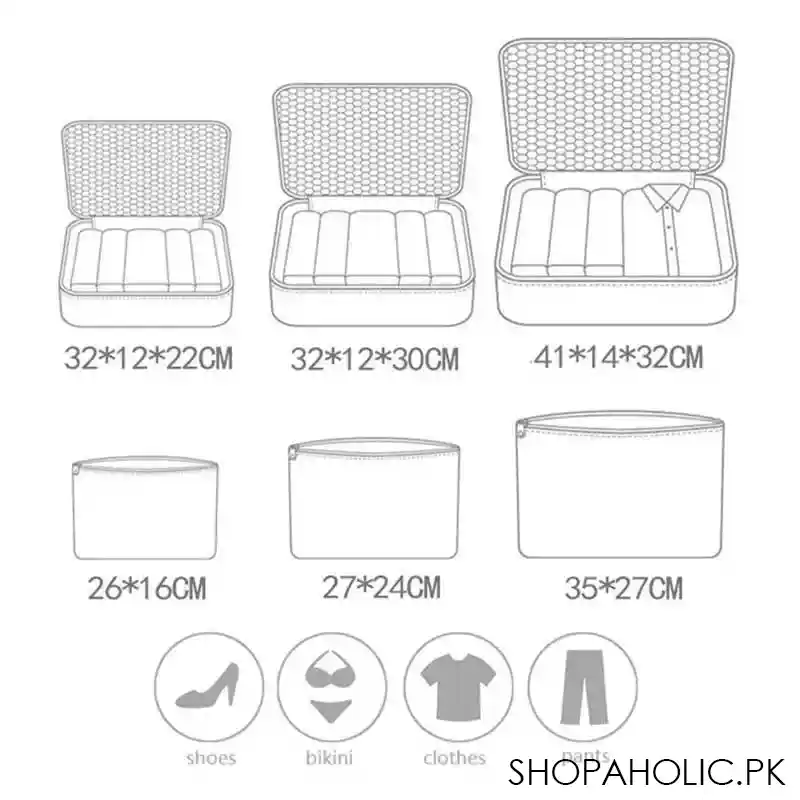 (Set of 6) Travel Organizer Storage Bags Portable Luggage Organizer Clothes Tidy Pouch Suitcase Packing Cube Case
