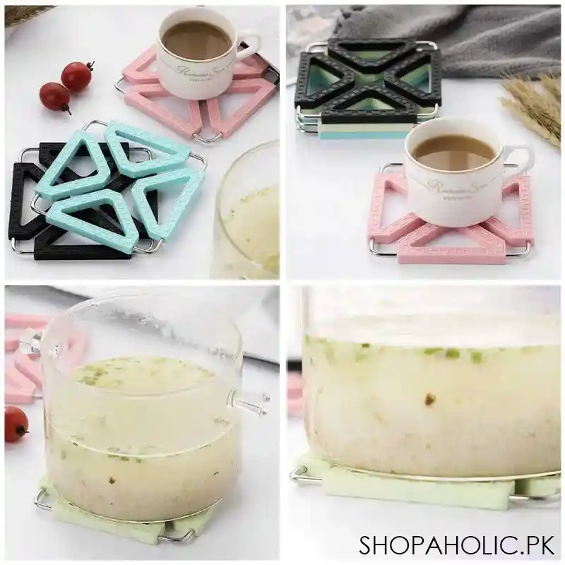 Silicone and Stainless Steel Foldable Collapsible Hot Pot Pad