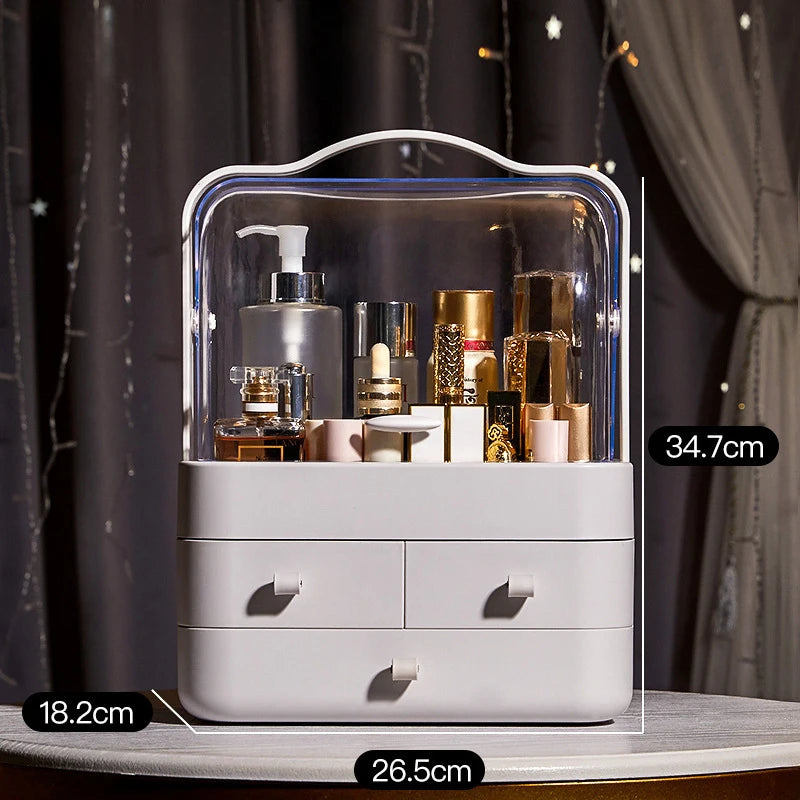 Acrylic Double Door Cosmetic Organizer with Drawers