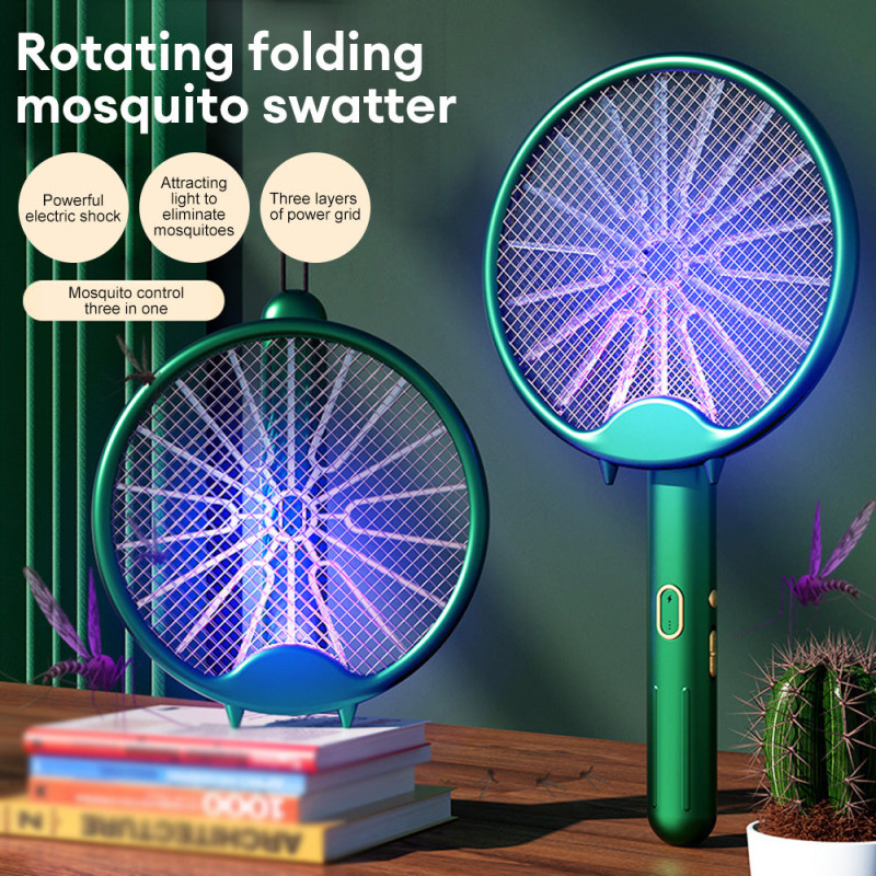 3-in-1 electric mosquito racket, aste by USB, foldable repellent lamp