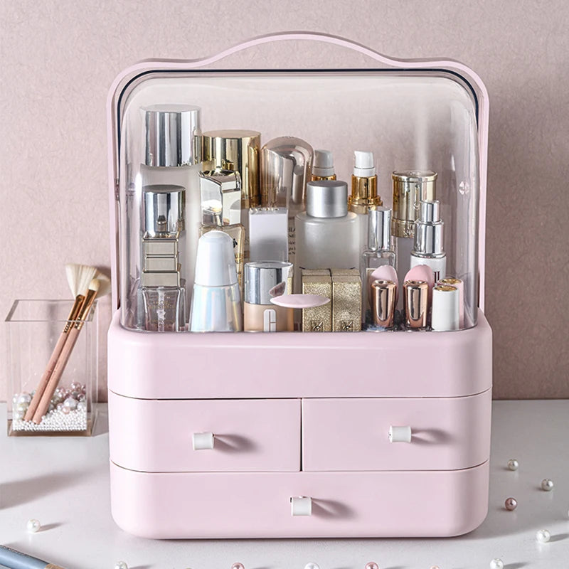 Acrylic Double Door Cosmetic Organizer with Drawers