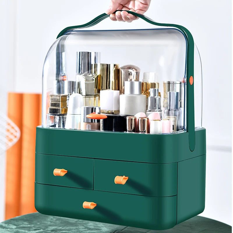 Acrylic Double Door Cosmetic Organizer with Drawers