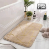 Luxurious Comfort Gold Stripe Faux Rabbit Fur Mat (Medium Beige) for Bathroom & Kitchen