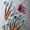 12pcs Silicone Non-Stick Utensil and Spatula with Wooden Handle Cooking Tools Set