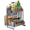 2 Tier Metal Kitchen Spice Rack Countertop Storage Organizer Shelf Detachable for Easy Cleaning Black