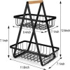 2-Tier Countertop Vegetable Fruit Basket Fruit Bowl Bread Basket Vegetable Holder for Kitchen Storage Black
