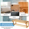 Bamboo Wood Wall Mount Bathroom Shelf with Towel Bars, Bamboo Storage Towel Shelf