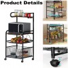Four Tier Metal Kitchen Bakers Rack Rolling Utility Cart Spice Rack Microwave Oven Stand Shelf Utensil Holder