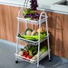Kitchen Vegetable Fruit Utensils Storage Trolley 3-Tier Metal Serving Rolling Cart