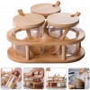 Glass Seasoning Food Storage Containers with Bamboo Lid & Spoon Rack for Home Kitchen Salt Sugar Spice Pepper