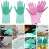 Magic Dish washing Gloves with scrubber, Silicone Cleaning Reusable Scrub Gloves