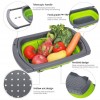 Kitchen Colander Fruit Vegetable Washing Basket Foldable Strainer Collapsible Drainer Over The Sink Adjustable