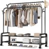 Clothes Rack With Shoe Shelf, Coat Display Stand With 4 Wheels For Bedroom Color Black