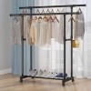 Portable Rolling Adjustable Garment Rack Standard Double Rod Metal Clothing Rack For Hanging Clothes Black