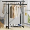 Portable Rolling Adjustable Garment Rack Standard Double Rod Metal Clothing Rack For Hanging Clothes Black