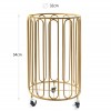 Modern Round Metal Laundry Basket With Wheels 54cm (Gold)