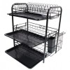 Three Layer Dish Drying Rack Dish Rack With Utensil Holder And Dish Drainer For Kitchen Counter (Black)