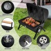 Smoker Charcoal Barbecue Grill, Durable Cylinder BBQ Grill Detachable With Wooden Handle For Patio (Black)