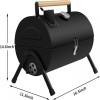 Smoker Charcoal Barbecue Grill, Durable Cylinder BBQ Grill Detachable With Wooden Handle For Patio (Black)