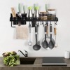 Aluminium Multi functional Wall Hanging Tools, Storage Stand Kitchen Utensils, Wall Mounted Black
