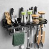 Aluminium Multi functional Wall Hanging Tools, Storage Stand Kitchen Utensils, Wall Mounted Black