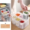 Food Box 6 Pcs Detachable Drain Basket Fridge Food Storage Container With Lid, Airtight Refrigerator