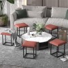 5-In-1 Cube Nesting Ottoman Stool, Footstool, Stackable Sofa Chair, With Casters