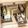 Sink Storage Racks, Removable Drawer Basket Organizers, Kitchen Bathroom Sliding Basket Storage/Black