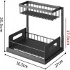Sink Storage Racks, Removable Drawer Basket Organizers, Kitchen Bathroom Sliding Basket Storage/Black