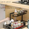 Sink Storage Racks, Removable Drawer Basket Organizers, Kitchen Bathroom Sliding Basket Storage/Black