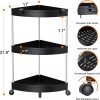 3 Tier Triangle Storage Rolling Cart Cart With Wheels For Kitchen Bathroom Laundry Room, Black
