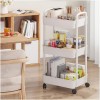 4 Layers Salon Trolley Storage Shelf Multifunctional Cart Storage Rack, White