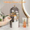 Makeup Brush Holder With Lid, 360° Rotating Desktop Bathroom Countertop Organizer (Gray)