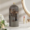 Makeup Brush Holder With Lid, 360° Rotating Desktop Bathroom Countertop Organizer (Gray)